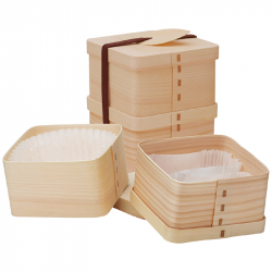 [DP-B118S4] bento box bois carrée 11x11xH6.5cm + couverts